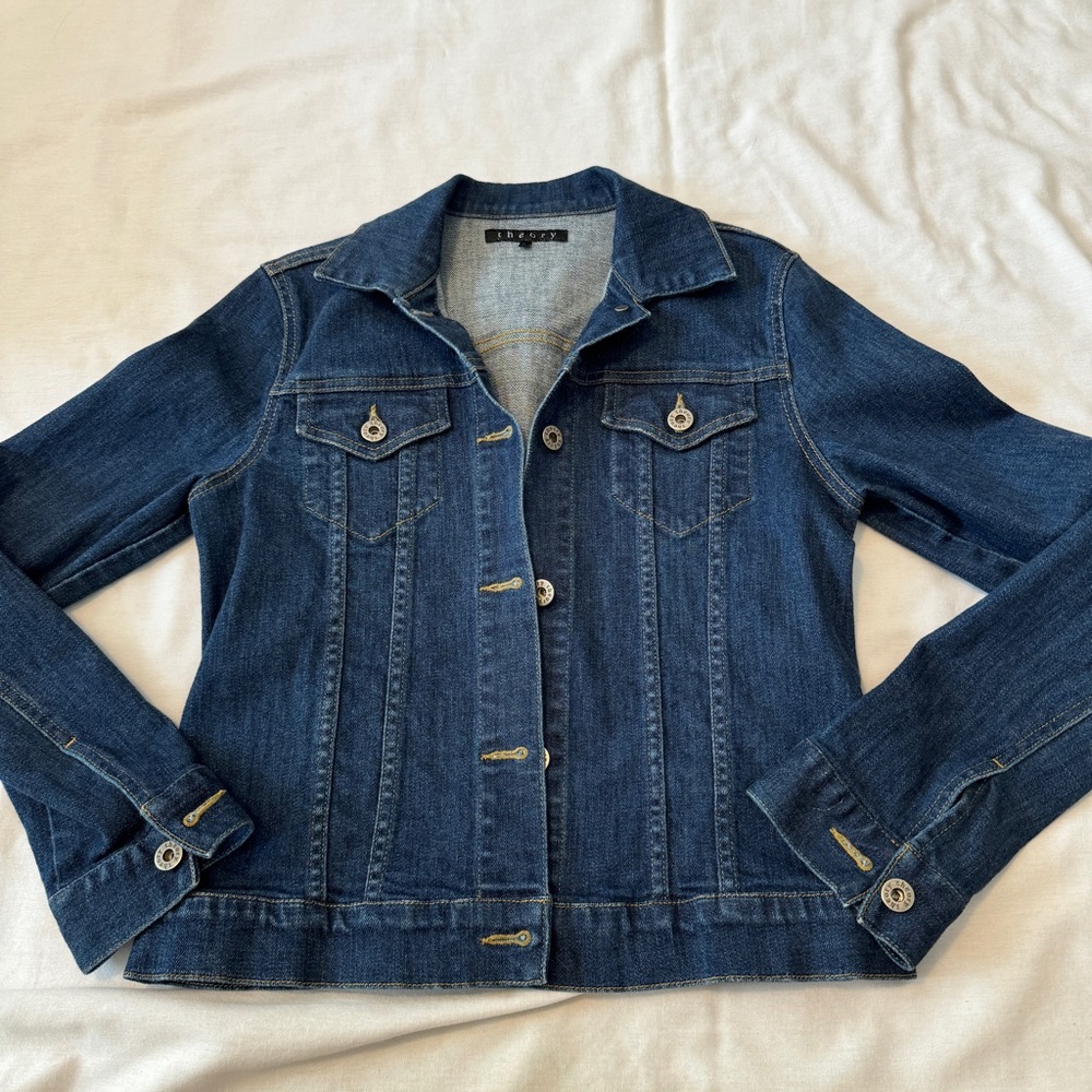 Theory Medium Denim Jacket ~ Classic Fall Layering Boho Stretch